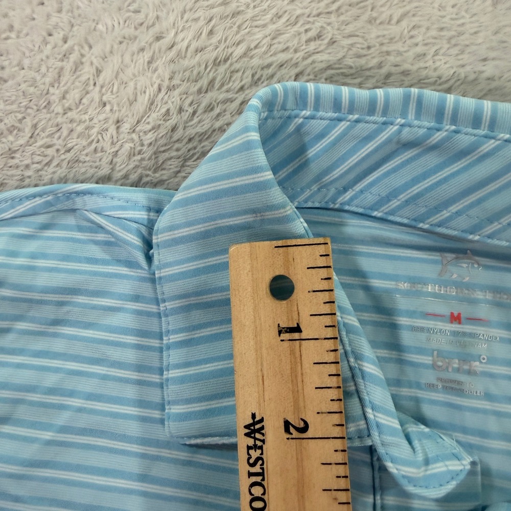 Southern Tide Mens Medium Polo Shirt Blue Striped Brrr Cooling Performance Golf - Picture 5 of 11